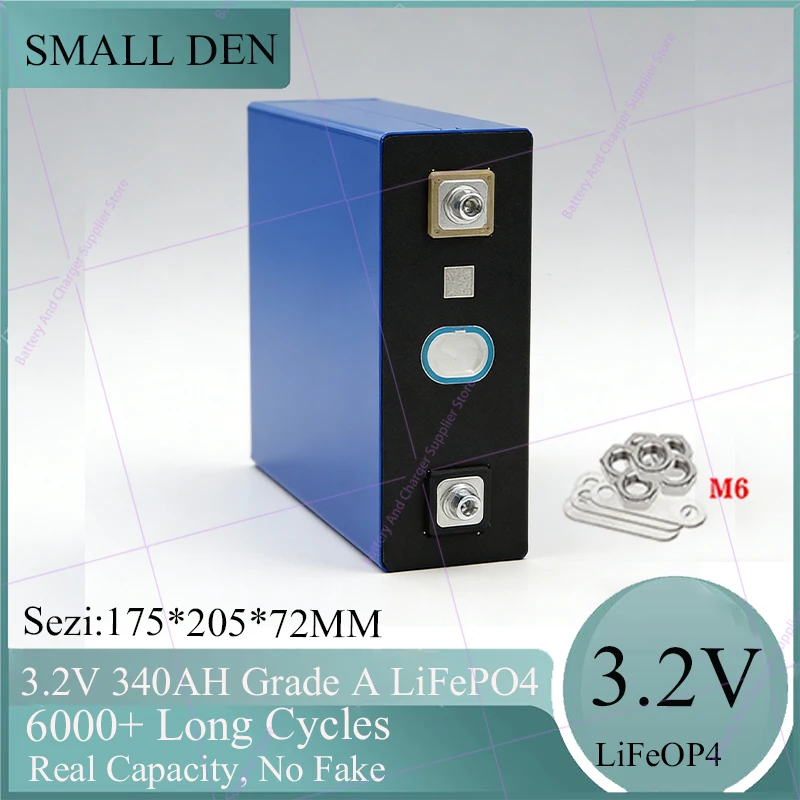 

Новая аккумуляторная ячейка LiFePO4 класса А, 3.2В 340Ач, 6000+ циклов, перезаряжаемая, для солнечных батарей, автодомов и домашнего хранения энергии