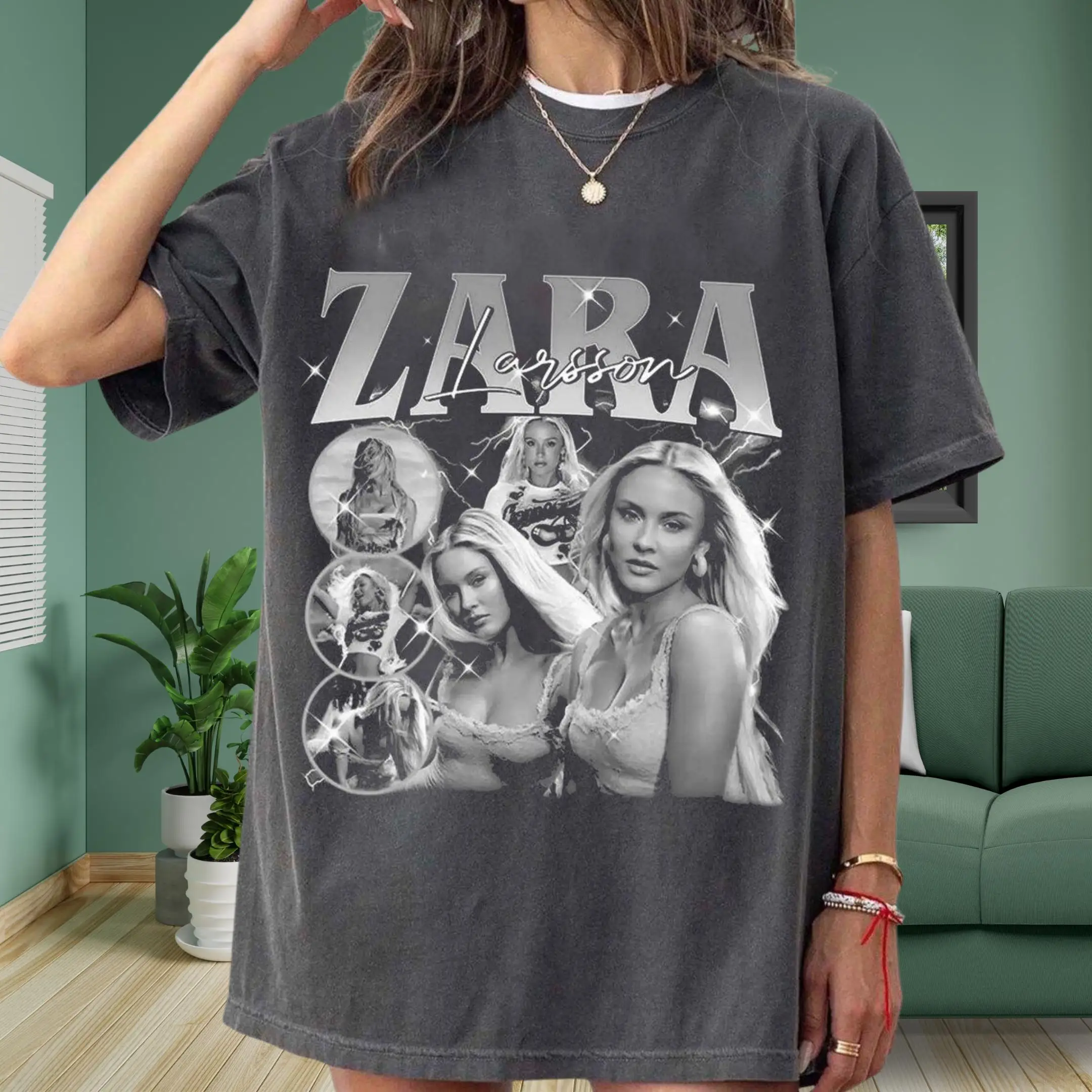 Camiseta inspirada em Zara Larsson, camiseta para fãs de música pop, camiseta gráfica estética retrô, camiseta solta de verão para homens e mulheres