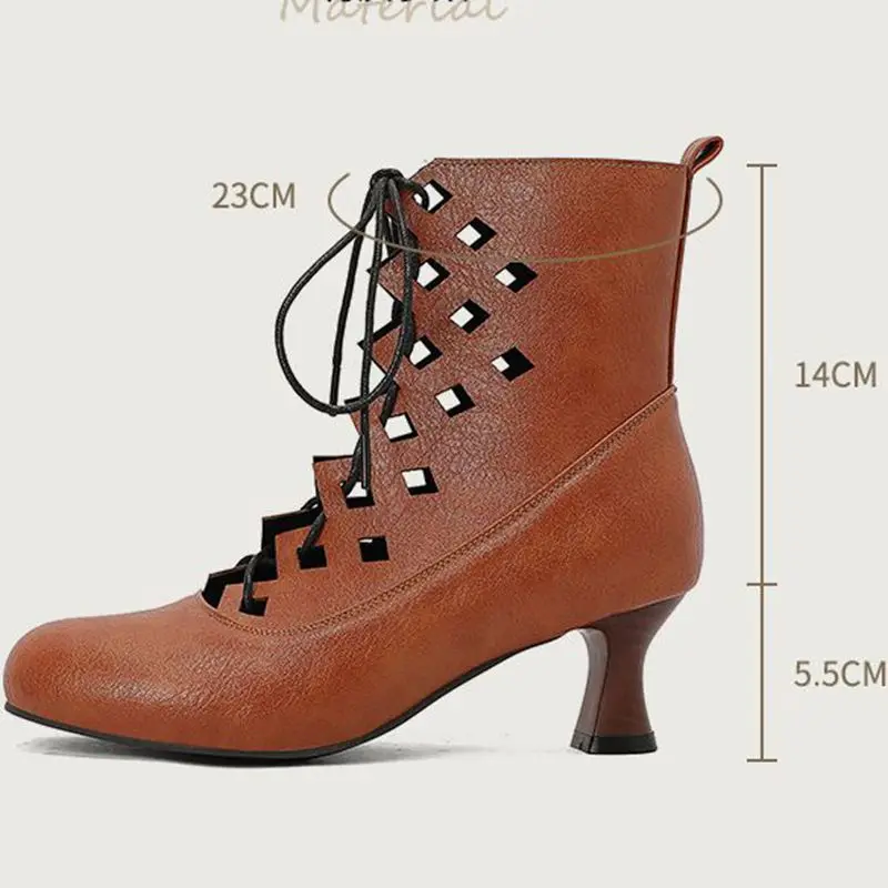 

Girseaby Design Women Ankle Summer Boots Round Toe Strange Heel 6cm Lace Up Soft Breathable Female Daily Bota Big Size 48 49 50