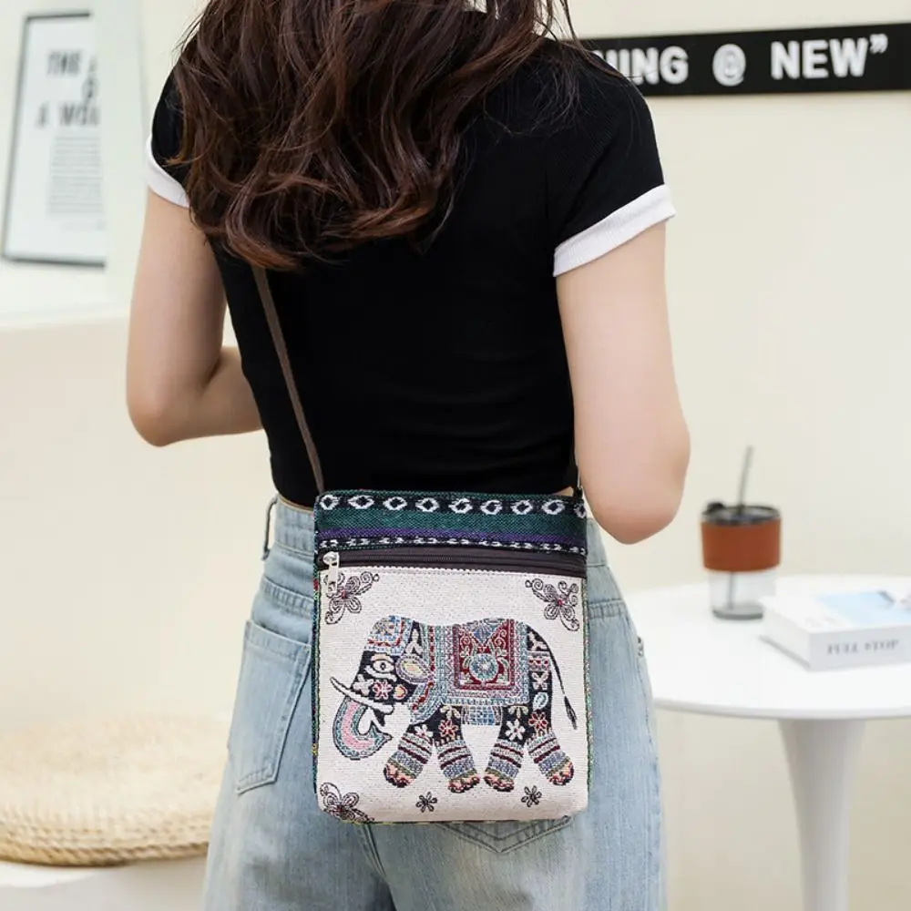 

Ethnic Style Handbag Vintage Embroidery Large Capacity Crossbody Bag Knitted Tote Shoulder Bag for Women