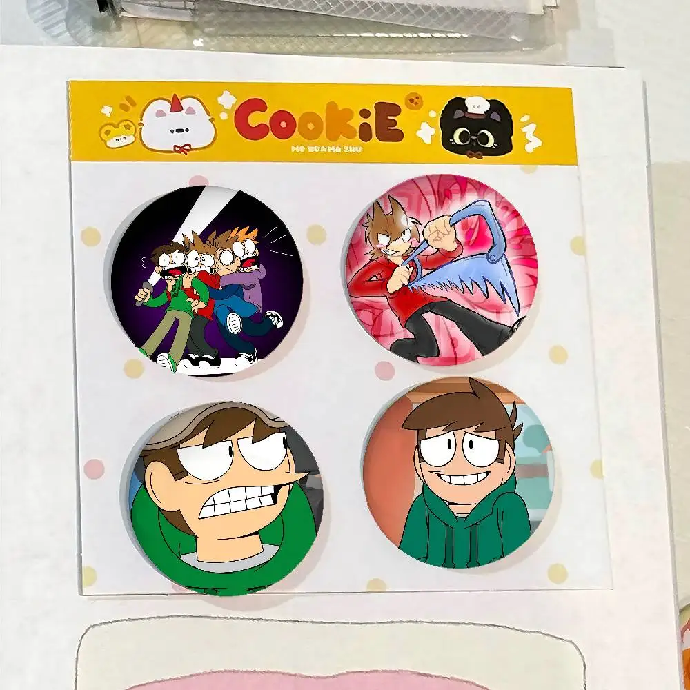 الكرتون E-Eddsworld أنيمي قسط صفيح دبابيس التلبيب المستديرة: دبابيس شارة لطيف لملحقات حقيبة الكتف، هدايا تذكارية