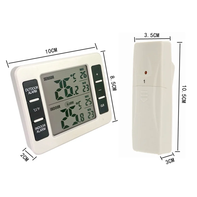 AD30-Wireless Refrigerator Thermometer Digital Freezer Thermometer Temperature Monitor with 2 Sensors for Indoor Outdoor