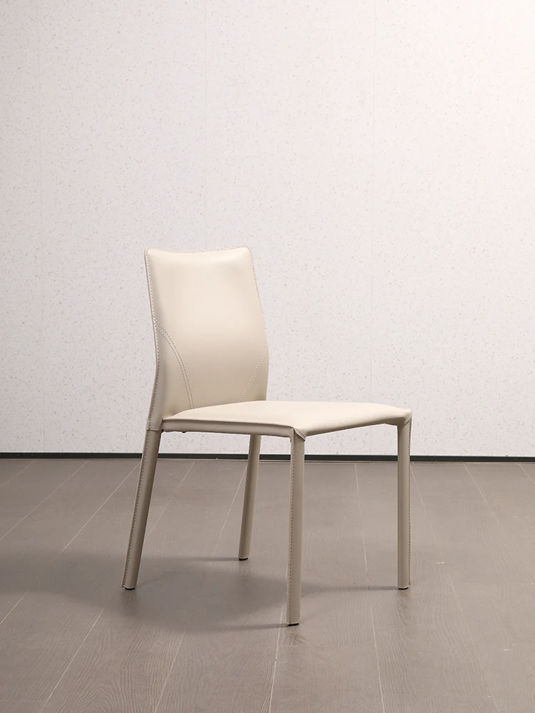 The product can be customized.Saddle leather dining chair cream light luxury luxury sense hotel lounge chai