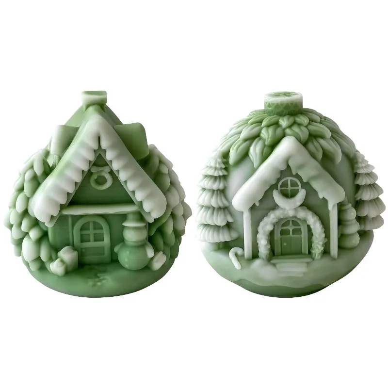 

Christmas House Aromatherapy Candle Silicone Mold DIY Christmas House Shape Plaster Ornament Mould for Festival Decoration