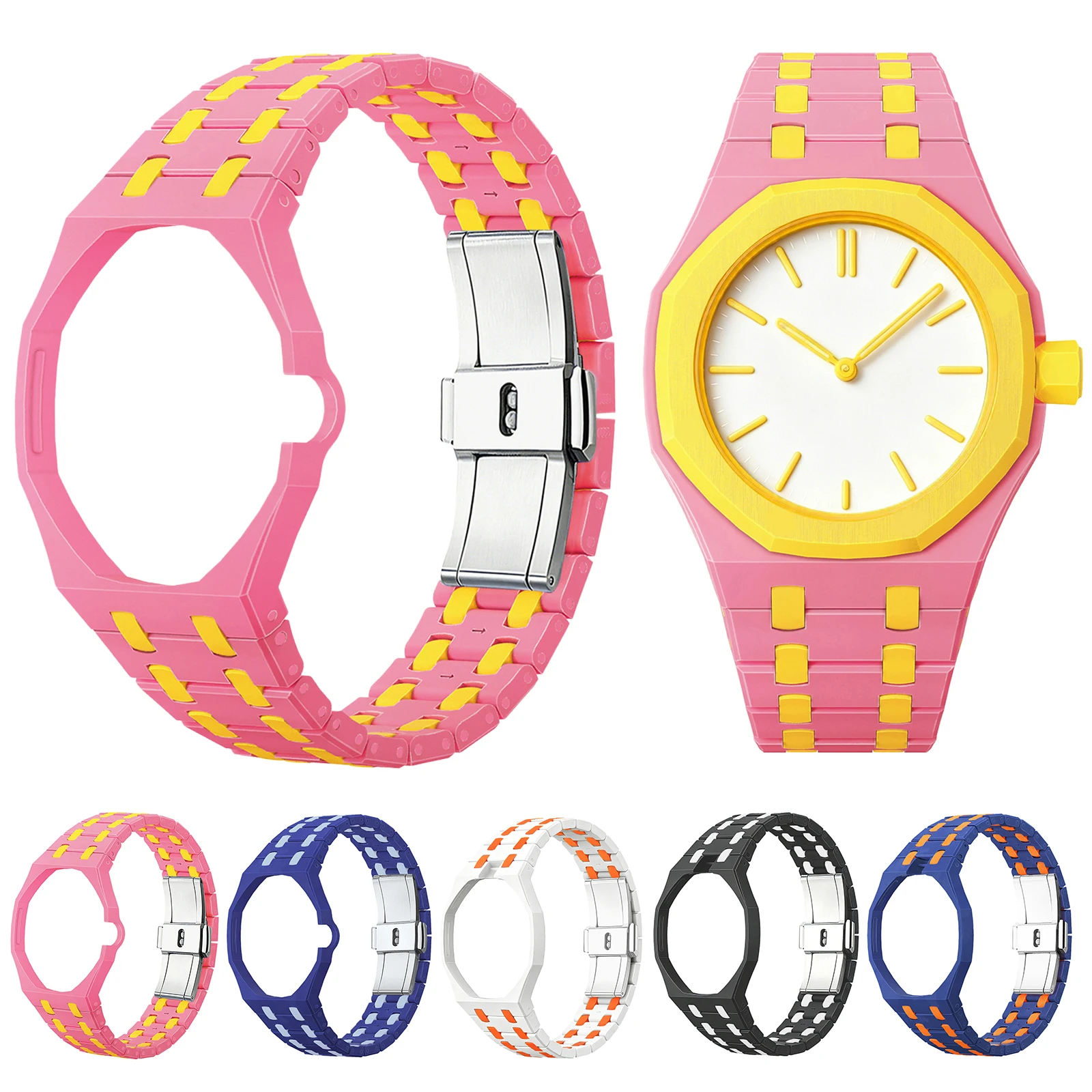 Bio-Ceramic Watch Replacement Band Fits for Swatch X Royal Pop All-in-One Integrated Design Full Protection & Lightweight