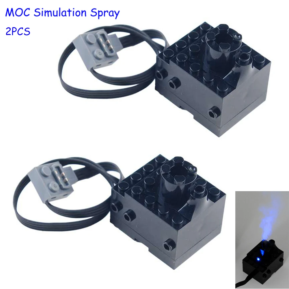 2PCS MOC Simulation Spray Smoking Electric Exhaust Parts for DIY Cars Building Blocks Trains Toys Compatible with LEGOeds Blocks