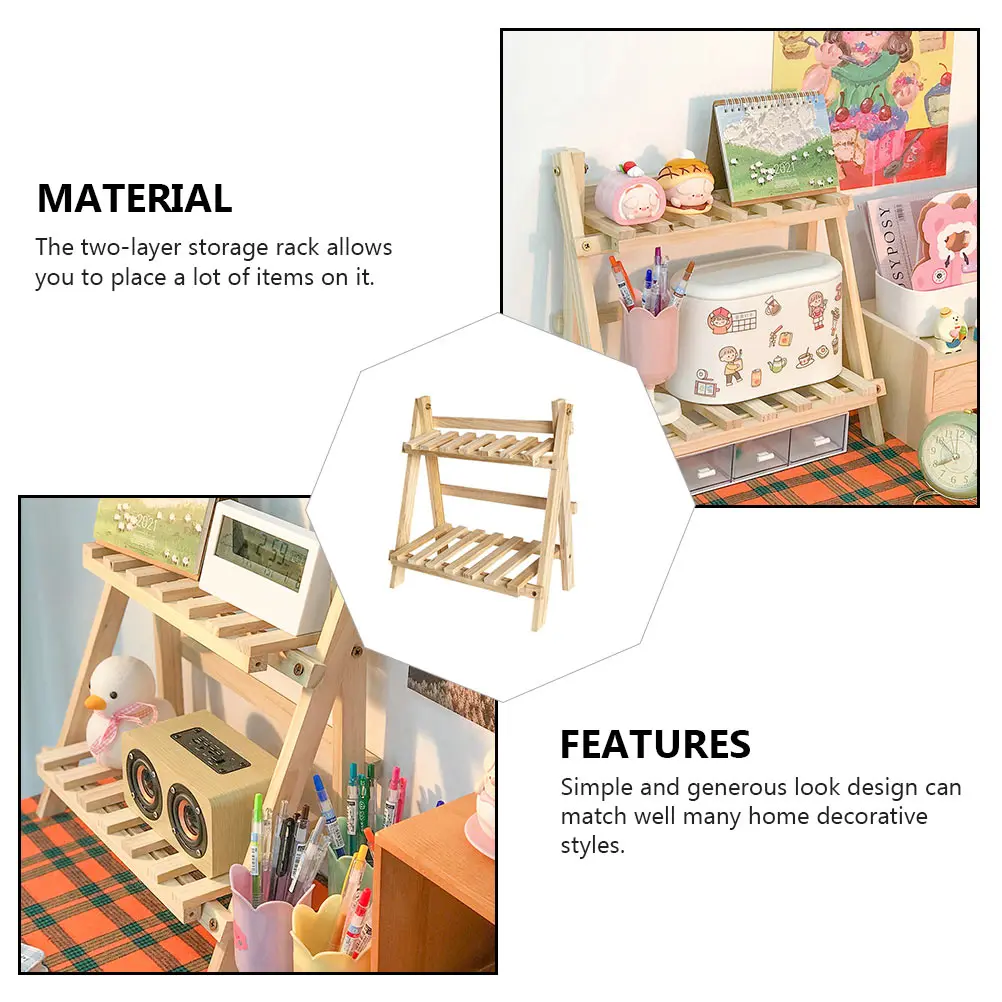 

Double Layer Wooden Cosmetics Storage Rack Desktop Organizer Home Decor Bathroom Kitchen Shelf Sturdy Practical