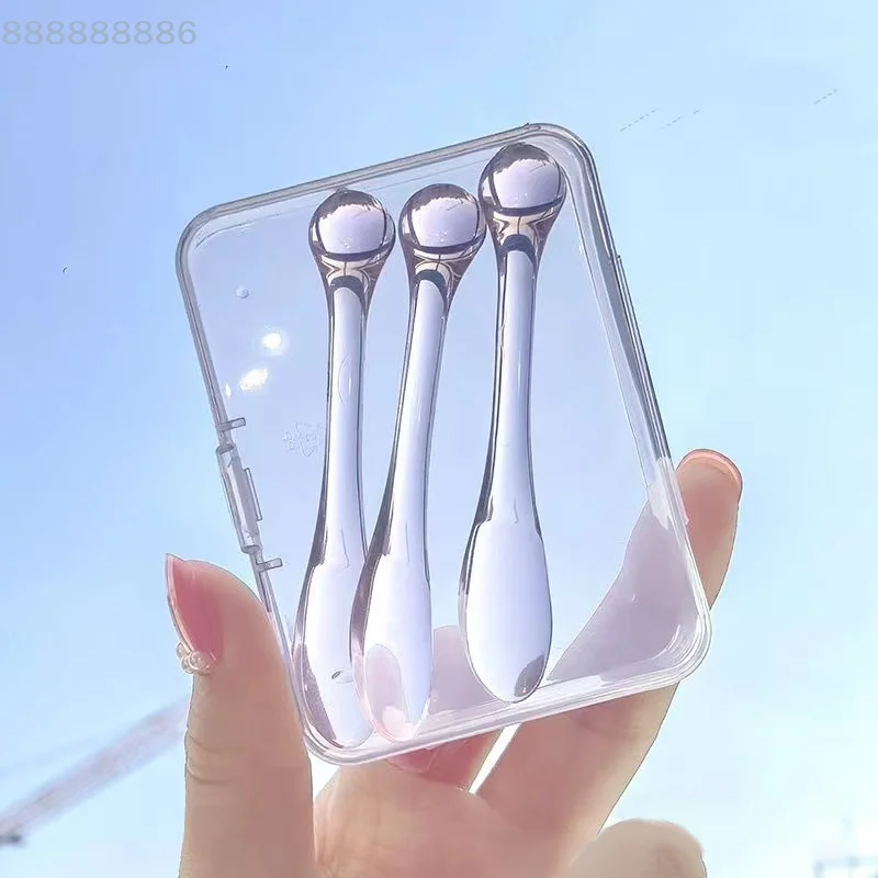 [B]1/3pcs Acrylic Cosmetic Spatulas Scoop With Box Face Cream Mask Mud Mixing Spoon Beauty Tools Absorb Roller Facial Applicator