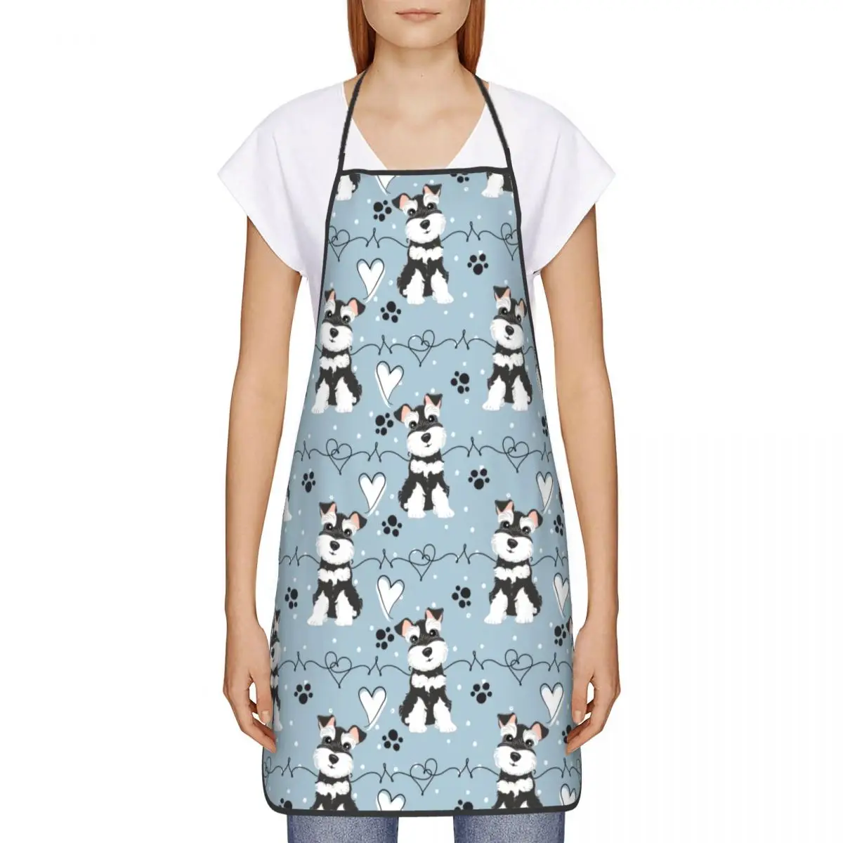【Cute Schnauzer】Pet Theme Apron, Stain-Resistant & Easy To Wash, Universal Apron for Kitchen Cooking & Painting