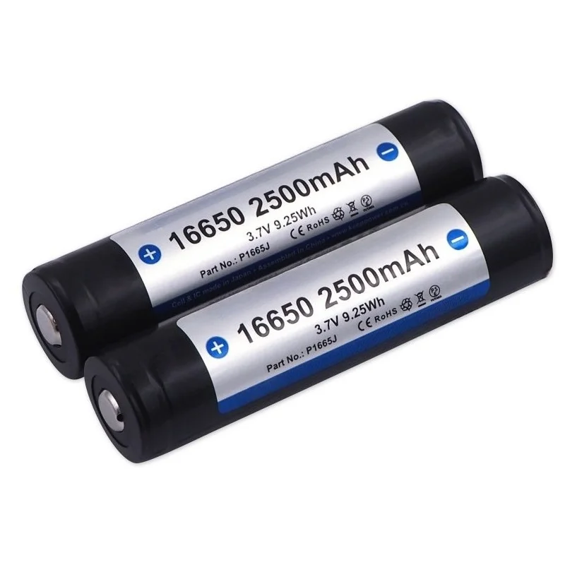 16650 Battery 3.7V 2100mAh 2500mAh For KeepPower Flashlight Torch LED Lighting Devices High Quality Replacement Battery