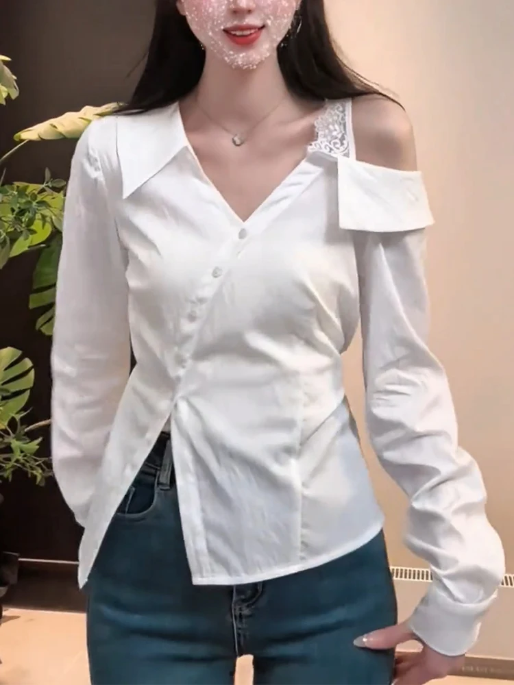 

Весна 2025: кружевная отделка, oulder Bridesmaid irt, эффект похудения, маленький размер, простой Sle, длинная свековая длина, Faionable ...