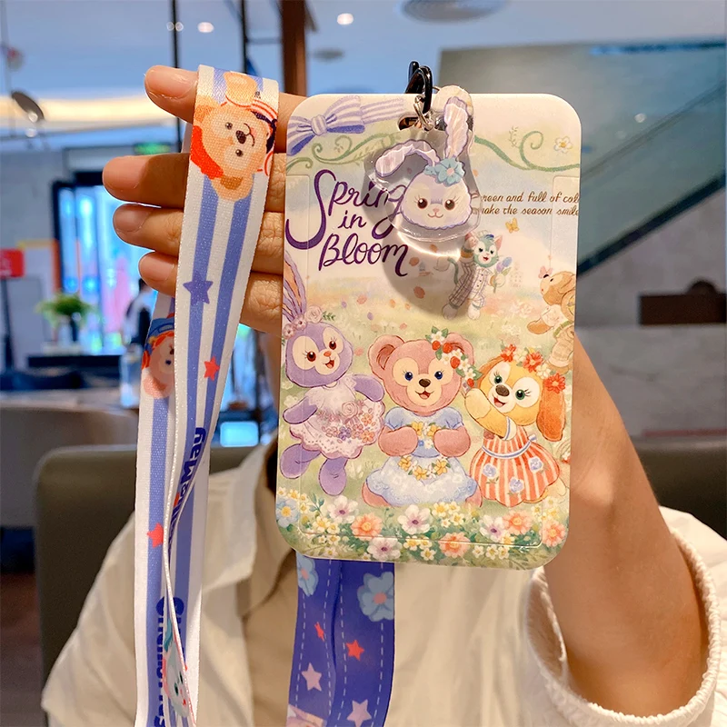 Japanese Disney Duffy Bear Card Certificate Cute Campus Student Working Id Office Halving Neck Rope Card Holder Anime Doll