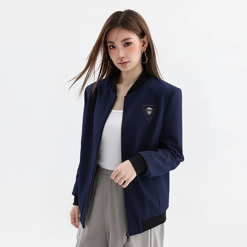 

Женская повседневная универсальная куртка Homesi 2025 осенней коллекции с мультяшным воротником, простым дизайном, из полиэстера, на молнии, с длинными рукавами