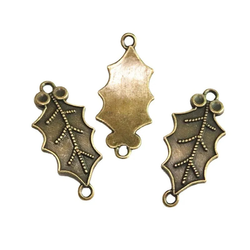 Antique Bronze Plated Zinc Alloy Charms, Tree Leaf Connector, DIY Jóias Acessórios, 16x36mm, 20Pcs