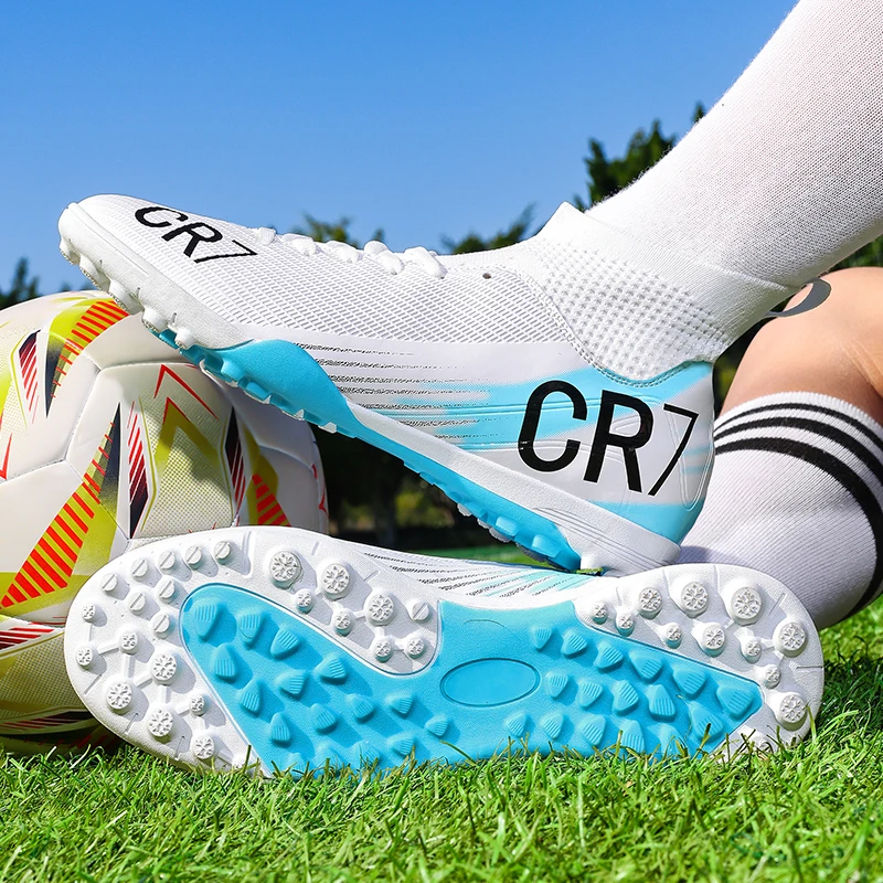 

Mid Top Men Soccer Training Boots Cushioned Sole Breathable Wear Resistant Non Slip Lawn Football Daily Sport Footwear