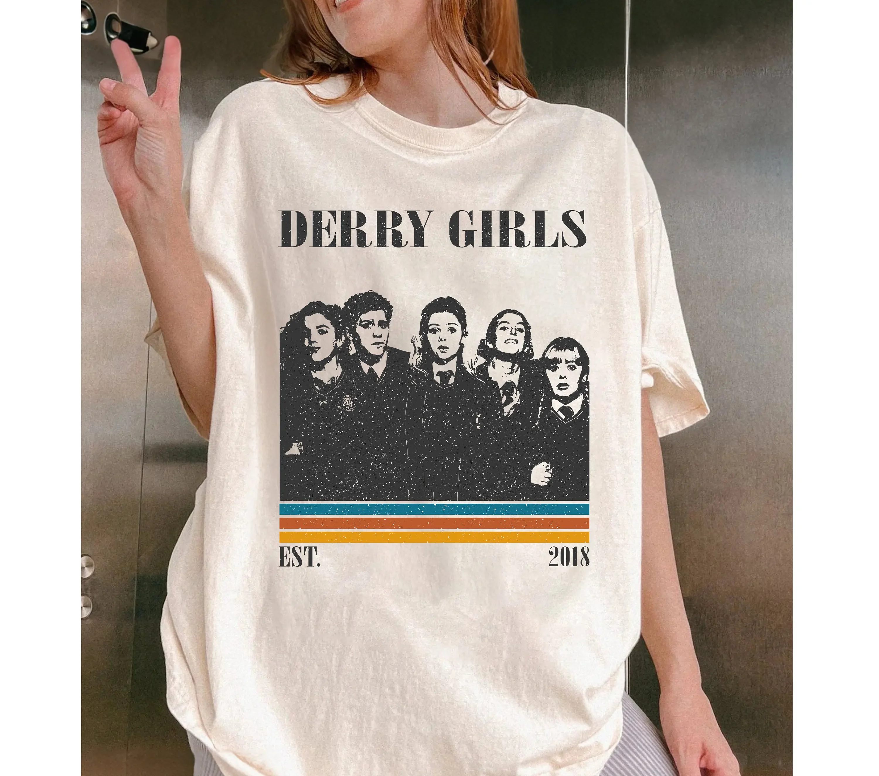 Derry Girls T Shirt TV Series Vintage Retro Midcentury Minimalist