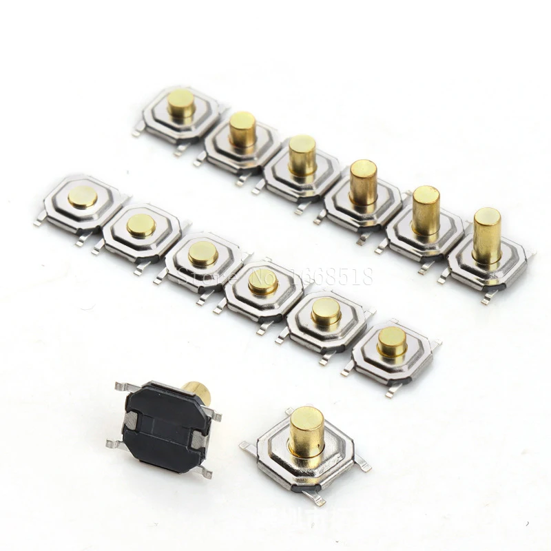 100PCS 4X4X1.5MM SMD Tactile Tact Push Button Micro Switch 4*4*1.5mm~7mm Push Button Copper Head Keys Button 4Pin