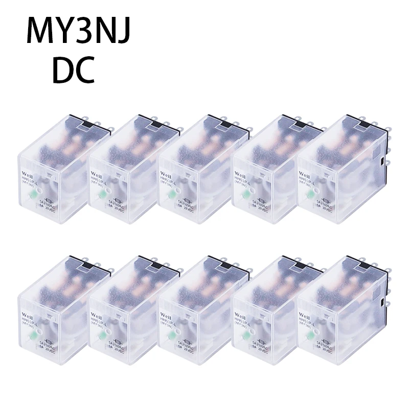 10PCS HH53P MY3NJ MY3 Small Intermediate Relay New Frosted Cover Micro Mini Relay DC6V/12V/DC24V/36V/48V/110V/220V Copper Coil