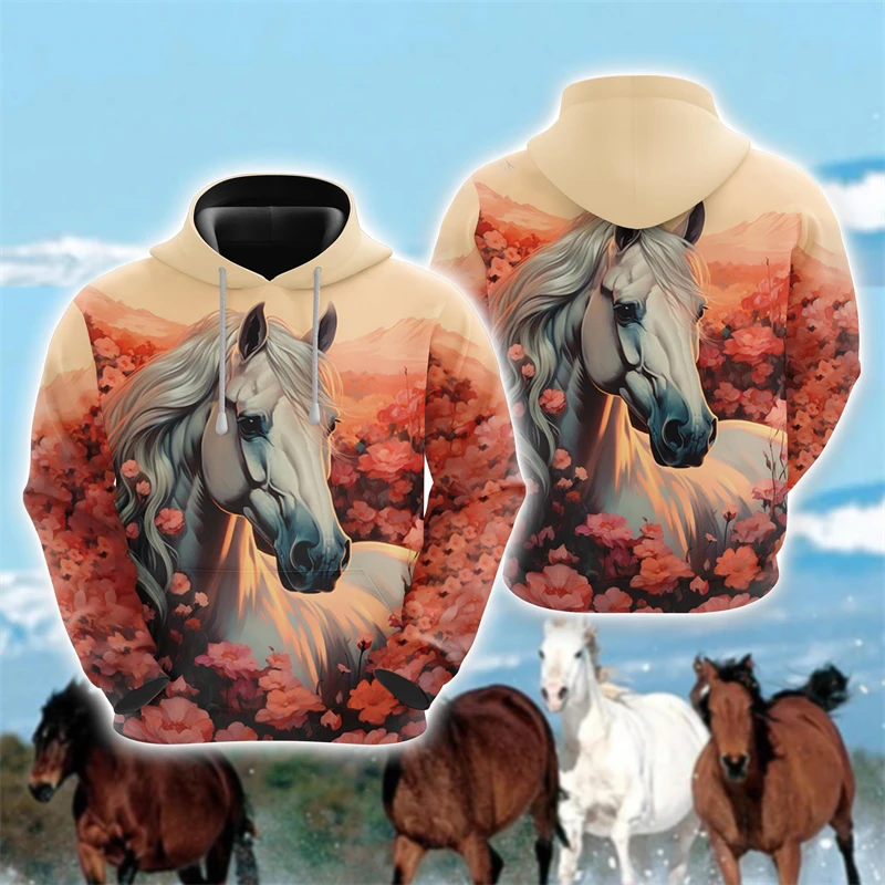 Animal Horse 3D Print Hoodies Autumn Men Women Casual Fashion Oversized Sweatshirts Hoodie Male Pullovers Tracksuit Man Clothing