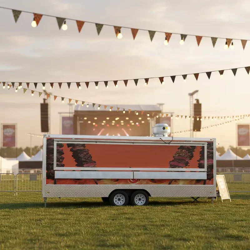 Customized High Quality Food Cart Mobile BBQ Trailer Coffee Truck Ice Cream Cart Fast Food Trailers Fully Equipped With Grill
