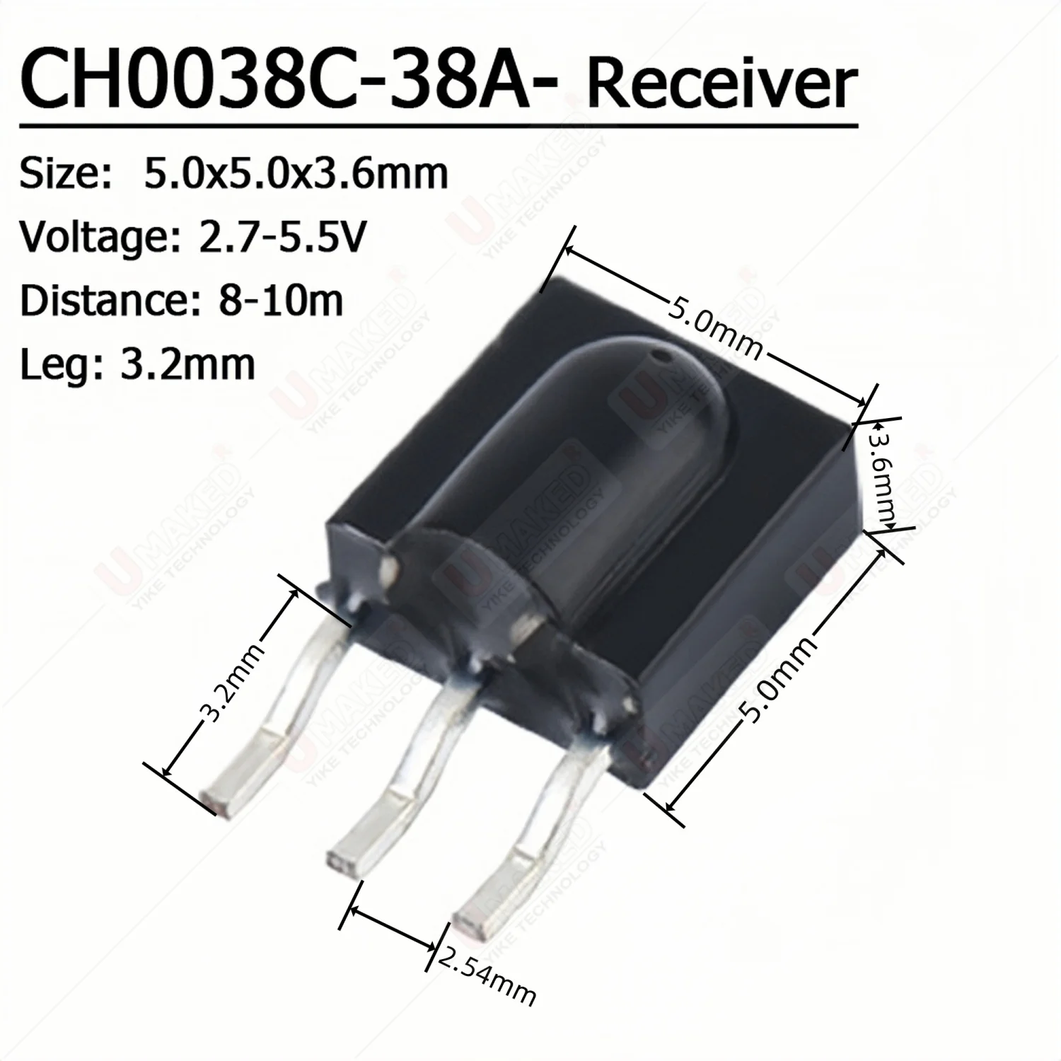 100pcs CH0038C-38A IR LED Emitting Diode  Transmitter Emitter Infrared Phototransistor Photodiode Invisible DIY PCB