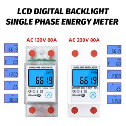 AC 80A 230V nuovo misuratore di kWh digitale monofase su guida Din contatore di consumo energetico wattmetro Reset elettronico Zero