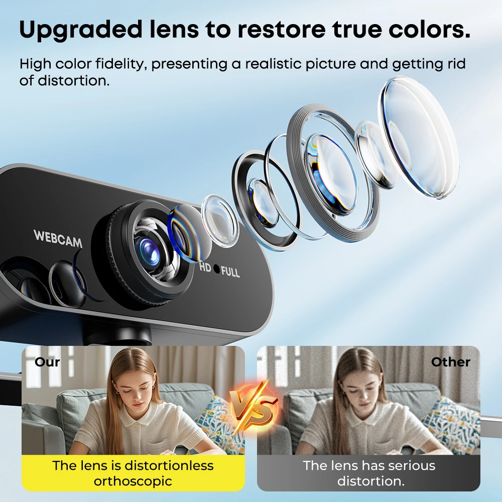 1080P FHD Webcam with Microphone, USB Computer Camera for Laptop Desktop, Wide Angle for Online Class & Video Conference, Live S