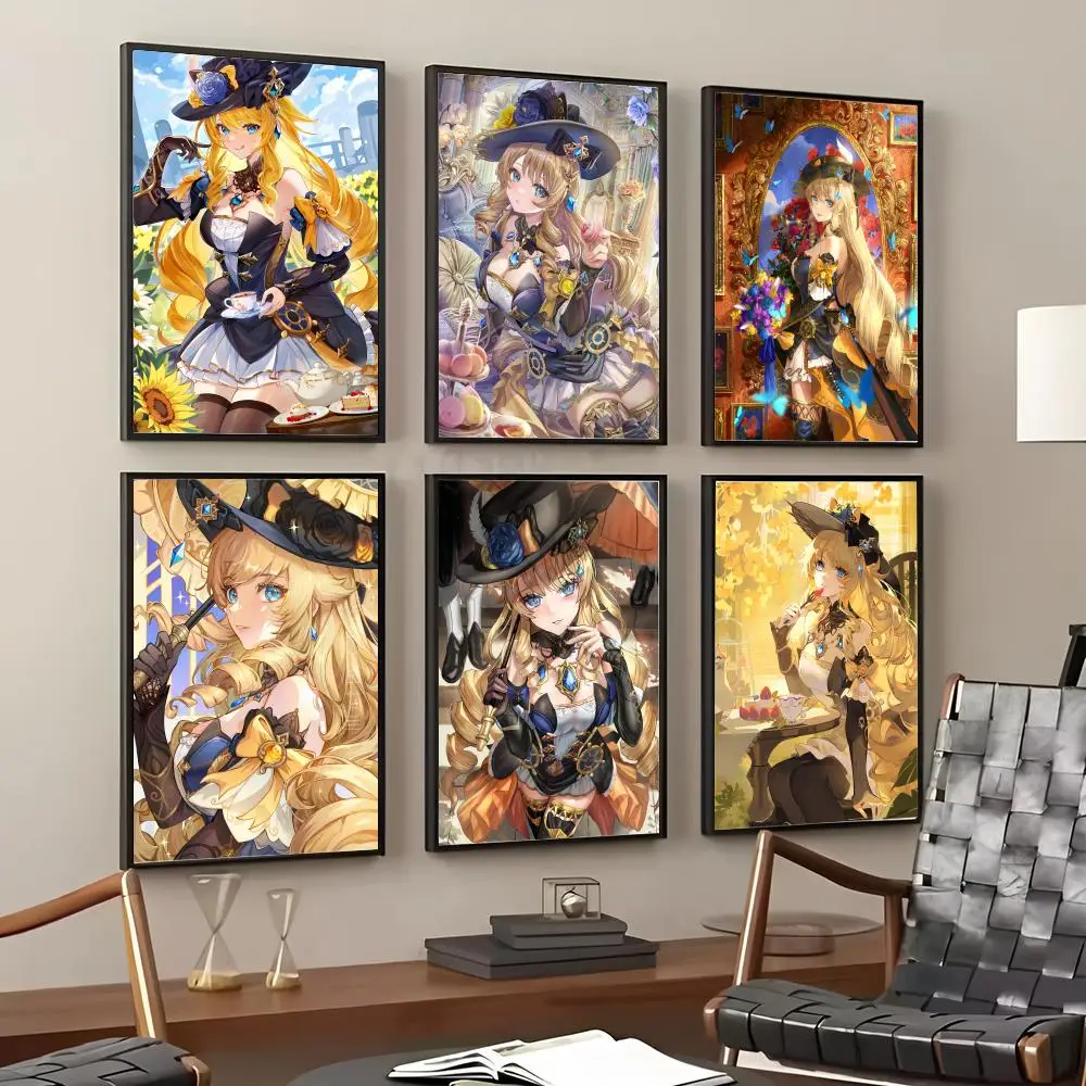 Game Genshin Impact Navia Painting Calligraphy Cotton Canvas Wall Art Poster Quality Decor Painting for Home Decor