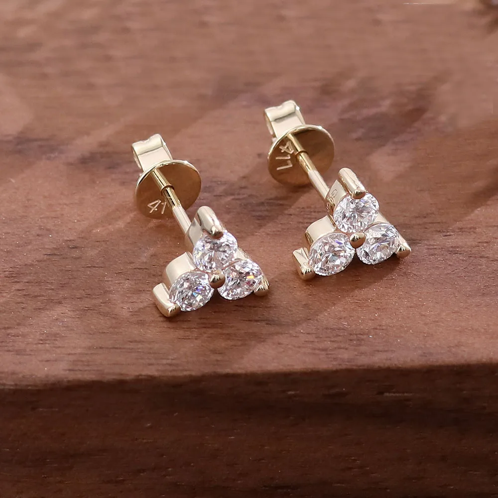 Provence Luxury Stud Earrings D/VS1 Lab Diamonds 14K10K Gold Engagement Jewelry for Women Triangle Earrings Personalized Custom