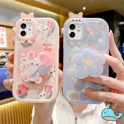 3D Bow-knot Little Monster Case for Infinix Hot 30i 20i 30 20 9 Play Smart 7 6 Tecno Spark GO 2023 Cover Flower Bracelet Holder