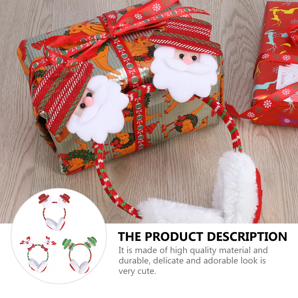 3 قطعة الكرتون عيد الميلاد الأذن يفشل الشتاء عقال الدافئة الأذن يغطي للاستخدام في الهواء الطلق التزلج على الجليد المشي لمسافات طويلة لباس غير رسمي #6
