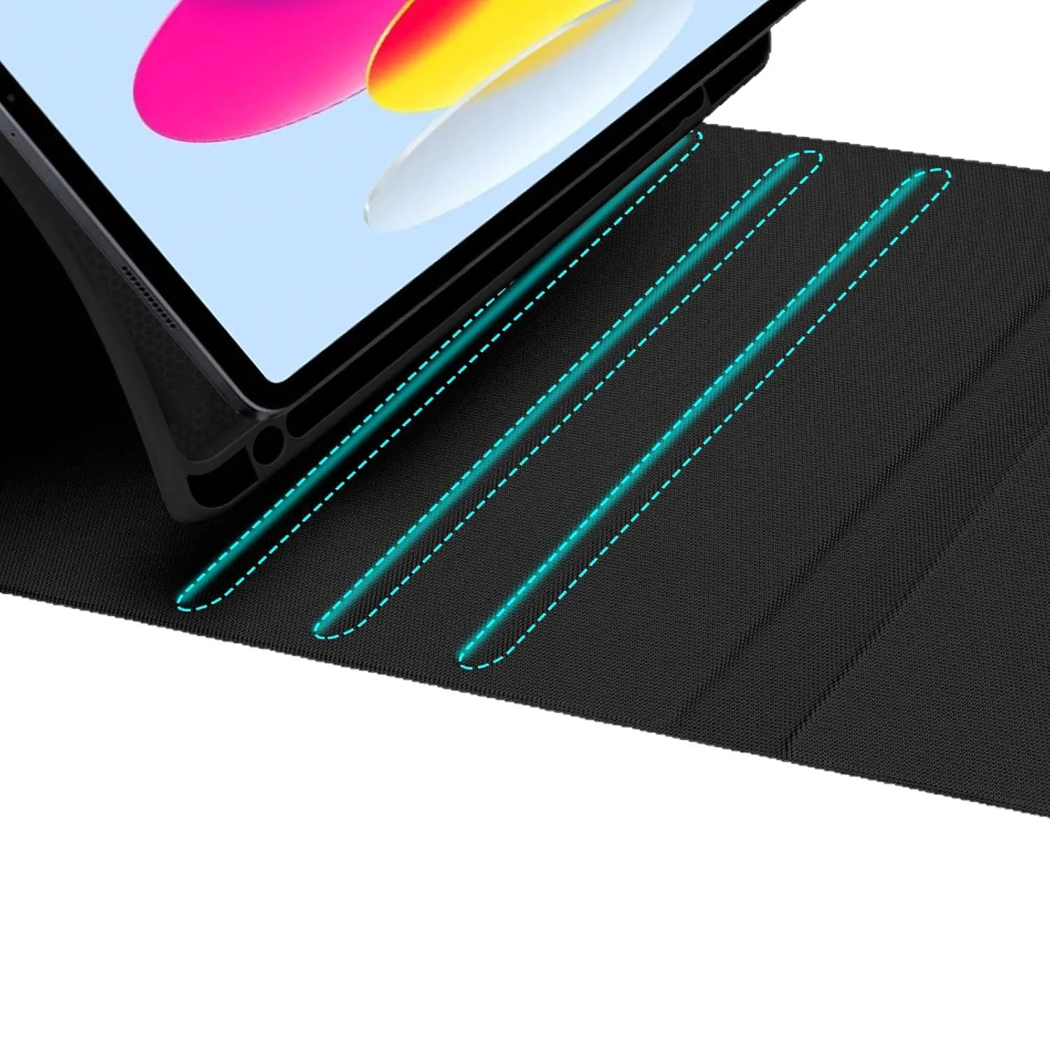 حافظة لوحة مفاتيح لجهاز iPad (A16) الجيل 11th/10th، لوحة مفاتيح لاسلكية قابلة للفصل، غطاء لوحة مفاتيح فوليو مع حامل قلم رصاص
