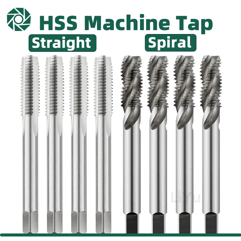 High Quality HSS Machine Plug Tap Metric Screw Tap Drill Thread Tool Spiral Point Straight Fluted M3 M4 M5 M6 M7 M8 M10 M12 M14