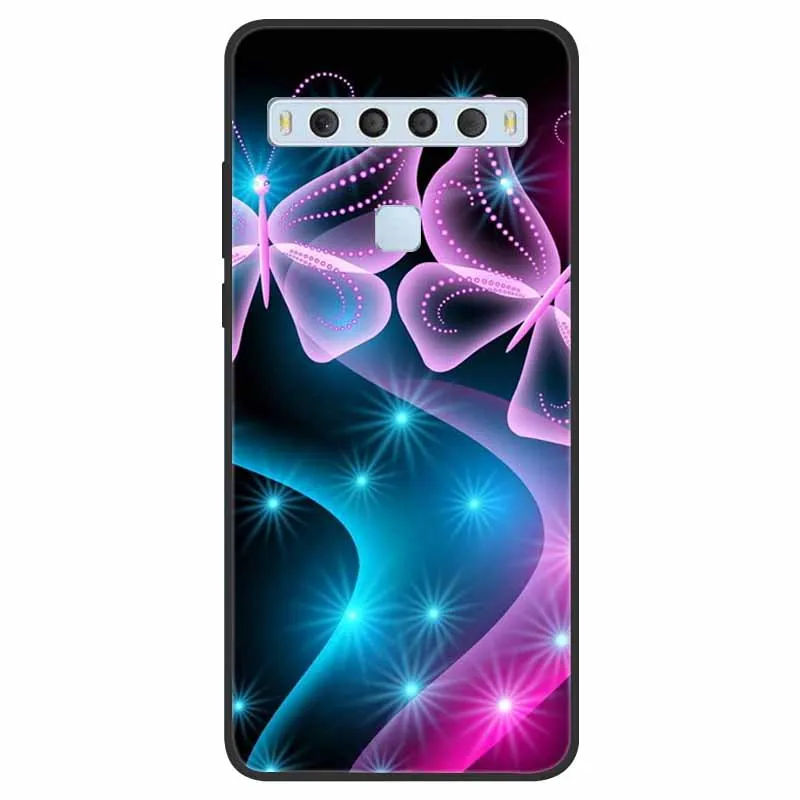 For TCL 10L Case 10 Lite Flower Marble Black Bumper Soft TPU Silicone Cover for TCL 10L 10 Lite Phone Cases TCL10L Lovely Capas