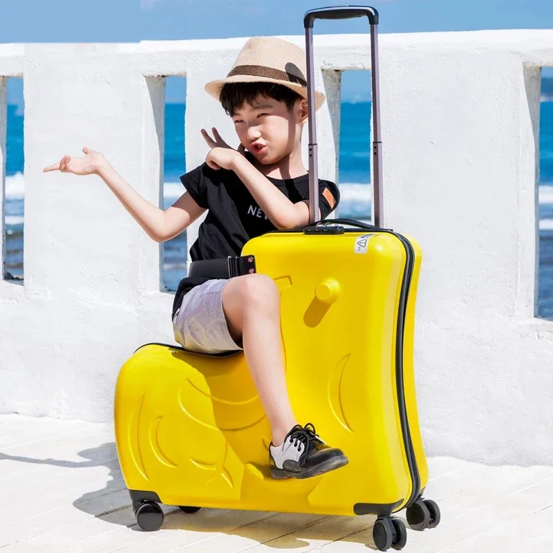 Kinder Rollgepäck Spinner Räder Koffer Kinder Kabine Trolley Reisetasche Kind Niedliche Baby Handgepäck Kofferraum Kann sitzen, um zu fahren