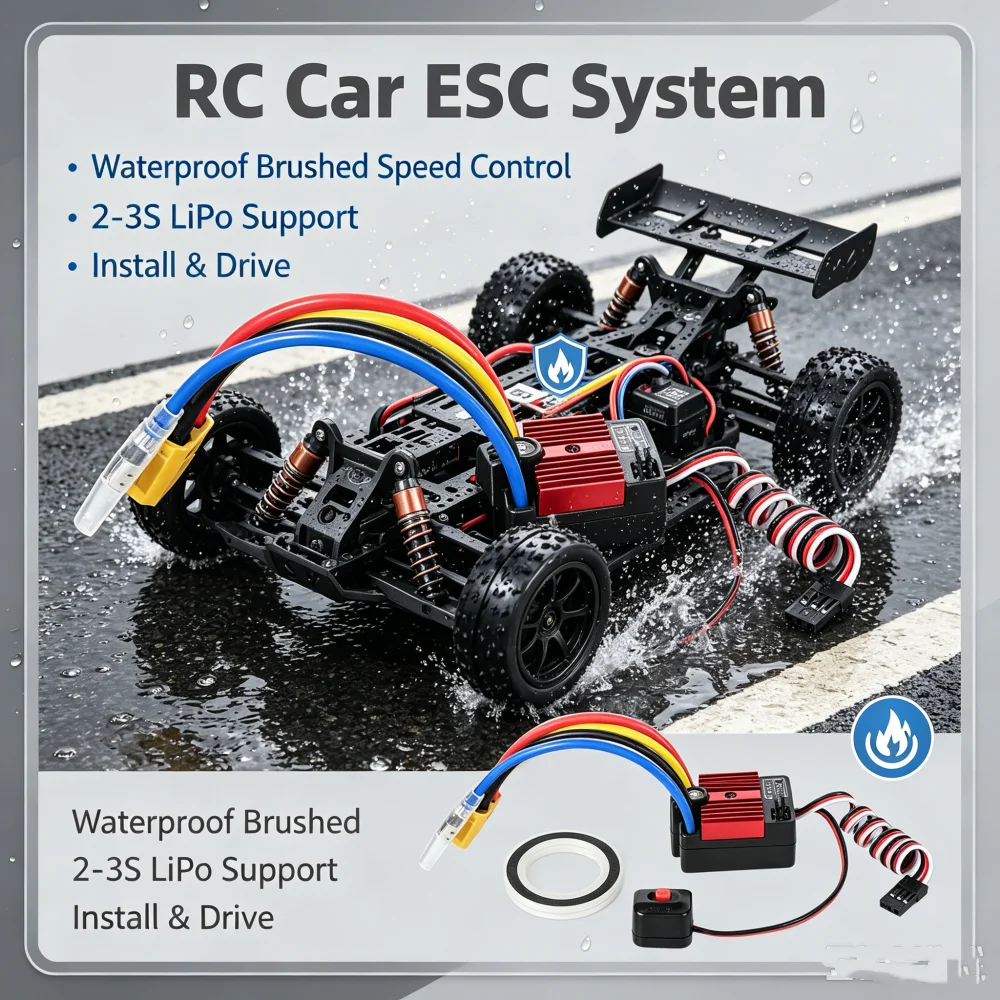 HG1060 60A Brushed Electronic Speed Controller ESC Waterproof With Switch Mode BEC For 1:10 RC Car Outdoor Truck