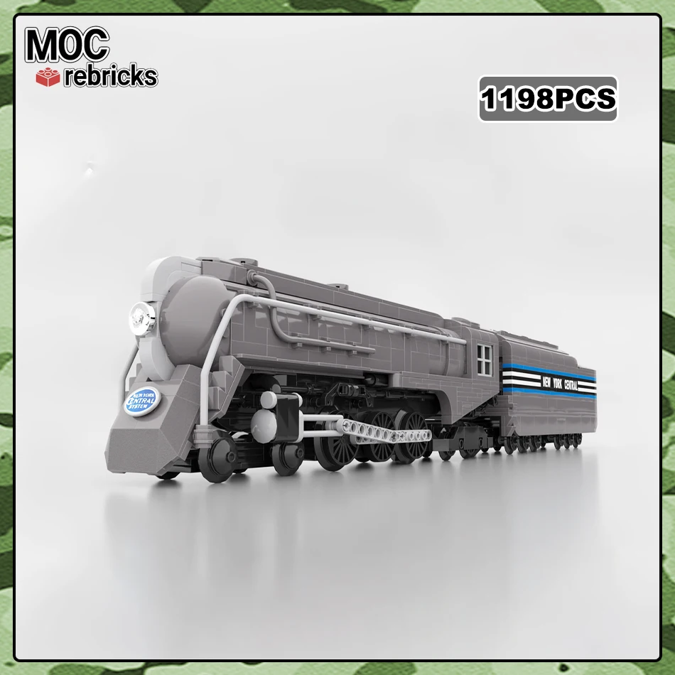 MOC-118450 Higher Speed Technology Passenger RC Trains Railway Dreyfuss Hudson Locomotive Building Blocks Model Bricks Toys Gift