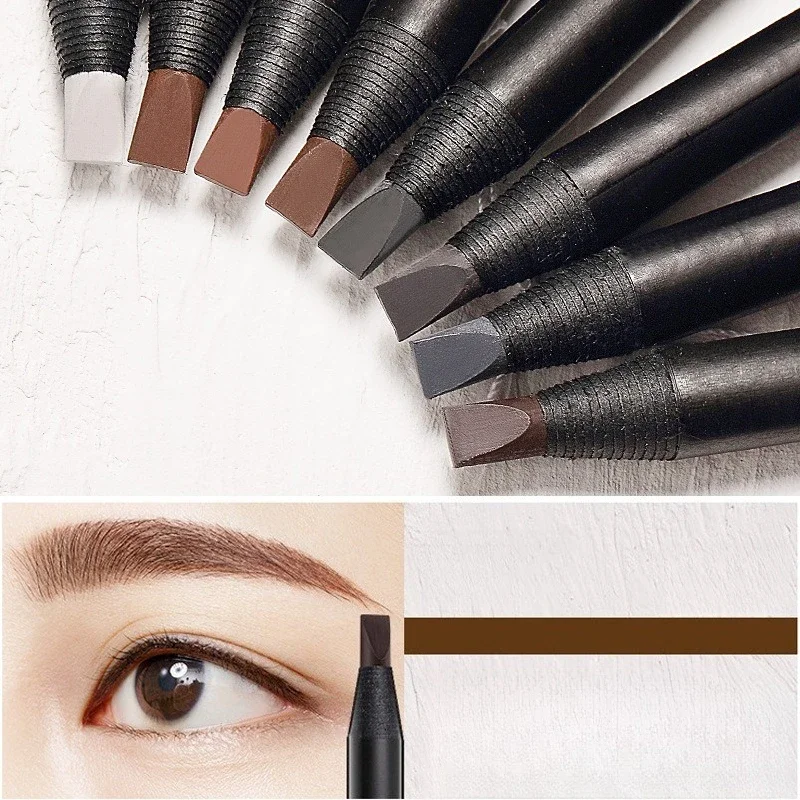 Caneta de sobrancelha de cabeça plana multicolorida para mulheres, à prova d'água, à prova de suor, sem cor, perda natural, acessórios de maquiagem de longa duração