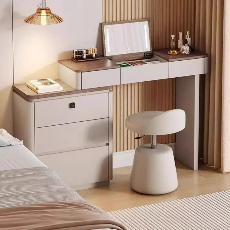 

Italian minimalist small dresser, bedroom, chest cabinet, flip cover, makeup table with lock, smart bedside table, makeup table