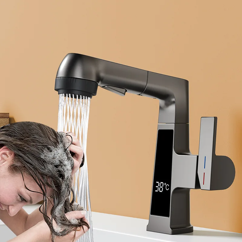 

Ванная комната, умывальник, умывальник, выдвижной смеситель с вращающимся подъемником