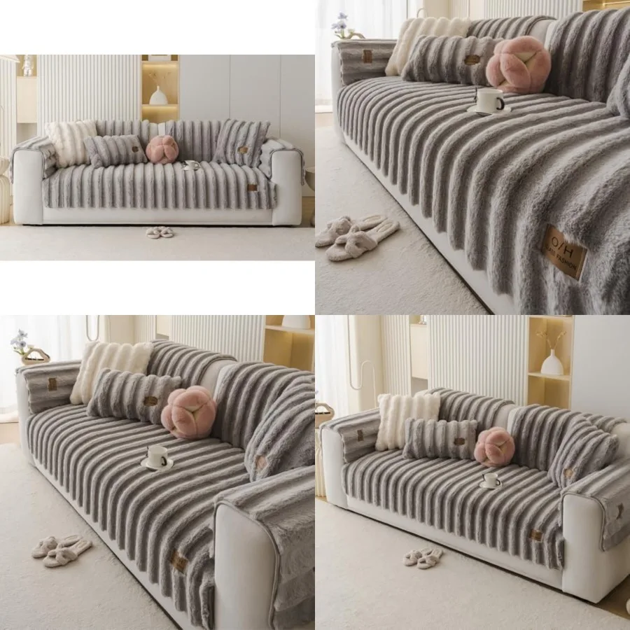 

Fuzzy Rabbit Plush Sofa Cover Thick Soft Fur Sectional Couch Cover Furry Fluffy Cushion Cover Non-Slip Sofa Slipcovers Vertical