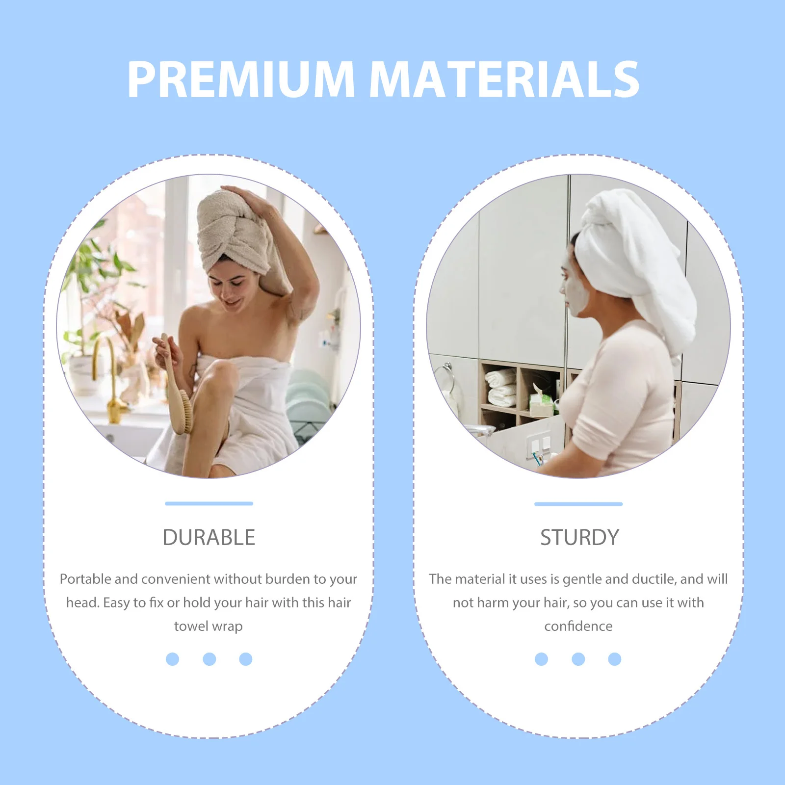 3 قطعة منشفة تجفيف الشعر المحمولة خفيفة الوزن، سريعة الجفاف ومرنة للاستخدام أثناء السفر، مستلزمات عرض أغطية تجفيف الشعر