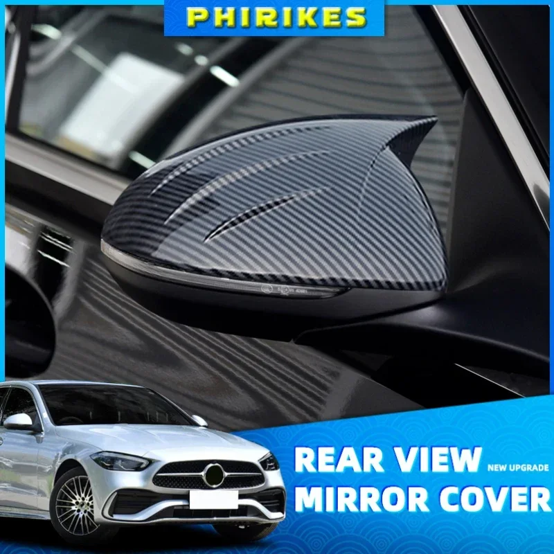 

For Mercedes-Benz C-Class C200 C220 C300 W206 S206 2022 2023 Carbon Fiber Side Rearview Mirror Cover Overlay Accessories