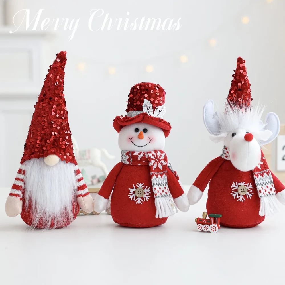 1 pièce Statue décorative enchanteuse rouge Père Noël, Bonhomme de neige, Élan - Ornement de scène de Noël pour la maison, les fêtes et les vitrines