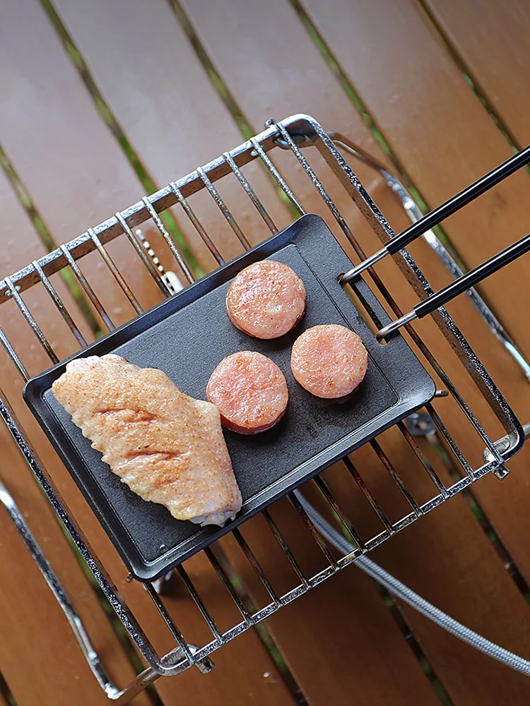 Imagem -03 - Outdoor Mini Portable Grill Pan Camping Frigideira Panelas de Assar Churrasco Viagem Caminhadas Piquenique Camping Panelas Ferramentas de Churrasco