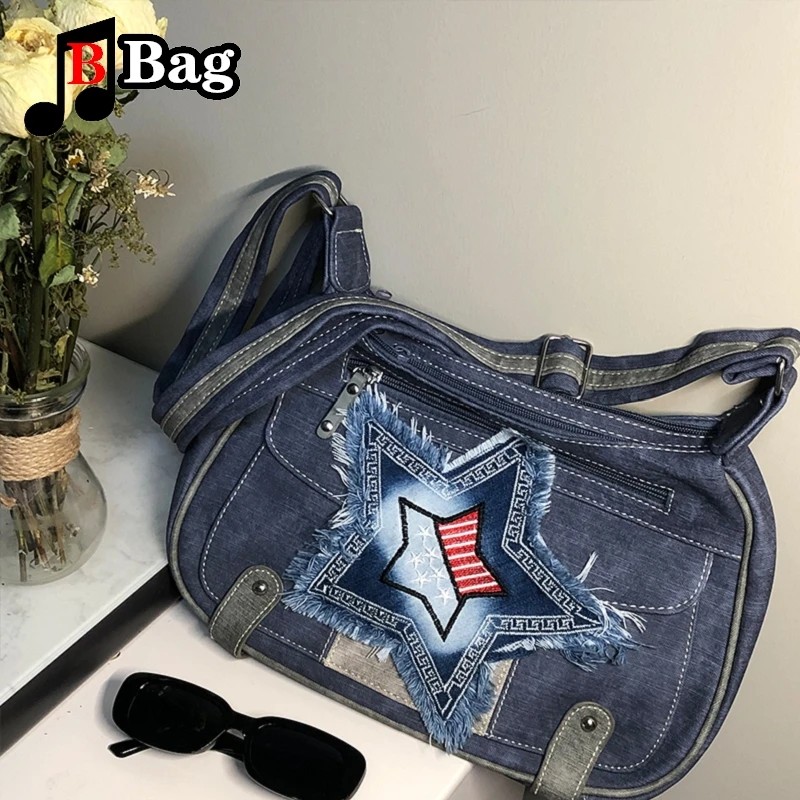 Cowboy Harajuku y2k bag one shoulder cross body handbag Spice girl Millennium woman versatile large capacity tote