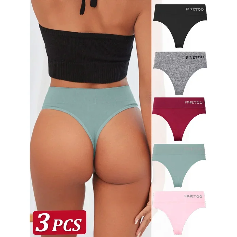 3Pcs Women Seamless High Waist G-string Ladies M-2XL Thongs Comfortable Bikini Panties Thong Underpants Girls Underwear Lingerie