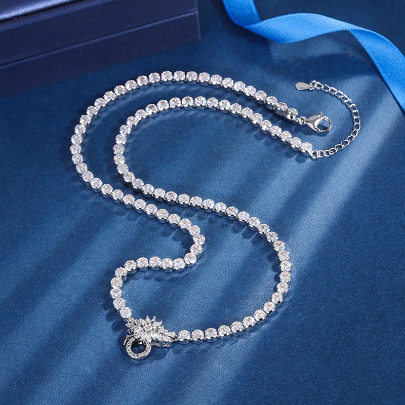 Jewelry S925 Silver Plated 18K Gold Bubble Versatile Chain Button Head Removable 48 + 5cm Necklace Clavicle Chain Fashion Gift