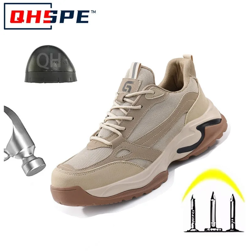 Fashion Indestructible Safety Boots Men Anti Smash Breathable Work Sneakers Lightweight Outdoor Protective Comfortable Footwear
