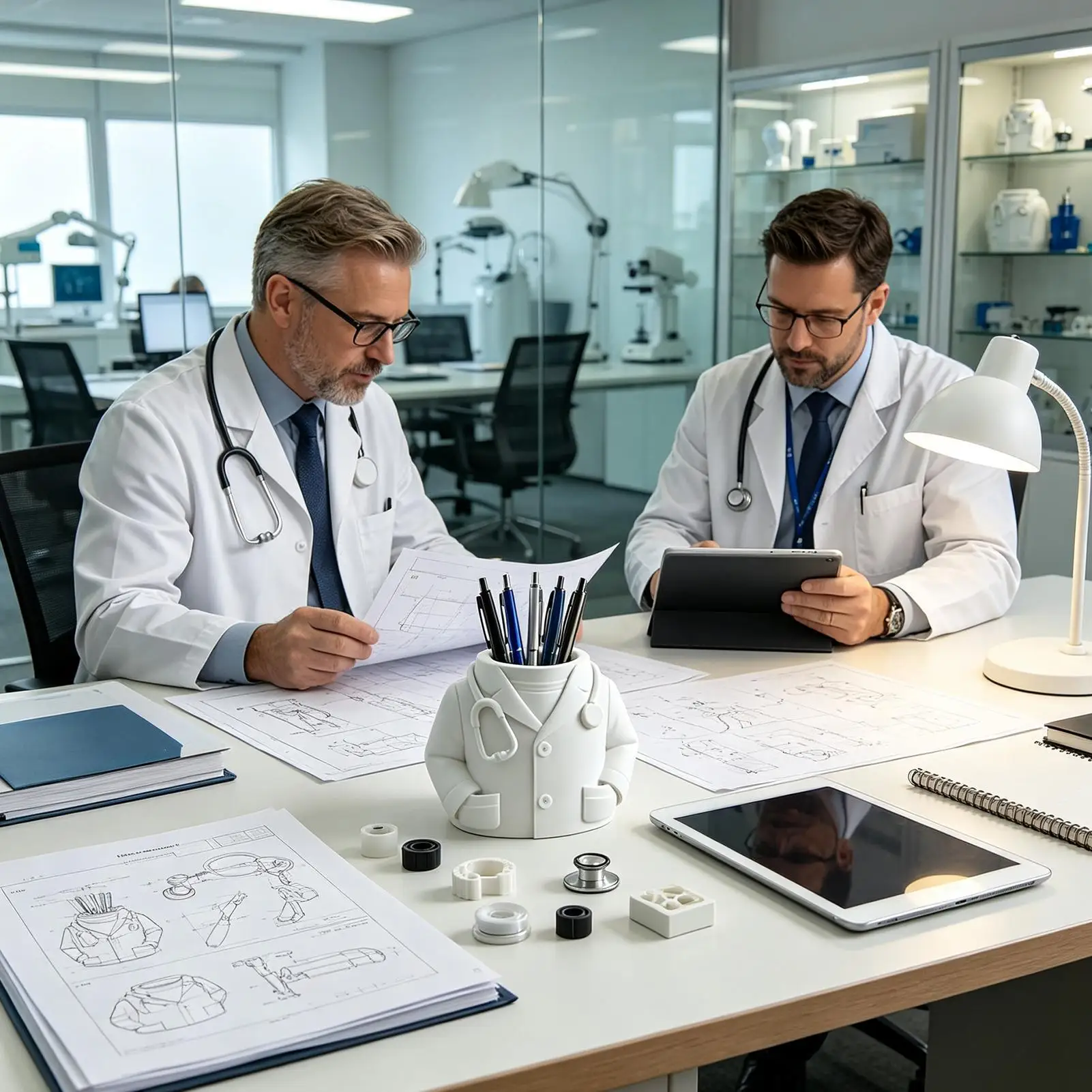 Desktop Art 3D Printed Doctor Coat Pen Holder Figurine Stationery Organizer Pencil Figurines Desk Decor Craft For Pen Storage